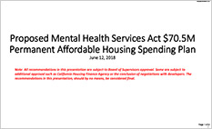 MHSA $70.5M Spending Plan