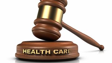 Gavel with the word healthcare