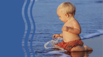Drowning Prevention Infant wading in water