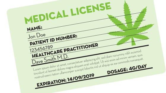 Card representing a medical marijuana license