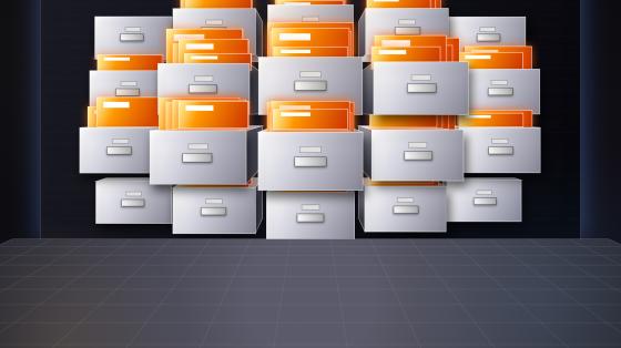 cartoon stacks of file drawers and files
