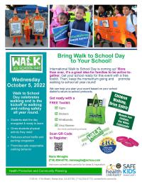 Flyer for 2022 Walk to School Day