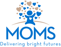 MOMS Delivering Bright Futures - baby beneath hearts logo
