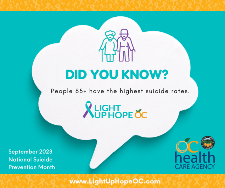 Did You Know - People 85plus have the highest suicide rates.