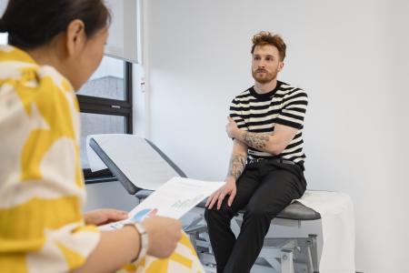 patient and doctor in exam room